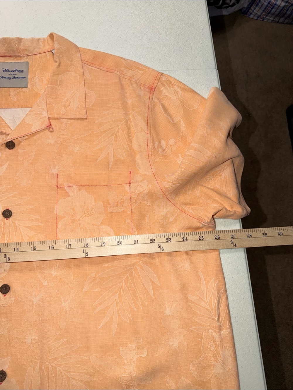 disney parks tommy bahama shirt men’s 2XL peach short sleeve hawaiian - Picture 4 of 6